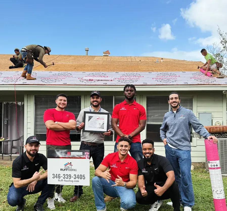 Ruff Roofing San Antonio roofing team on a residential job site