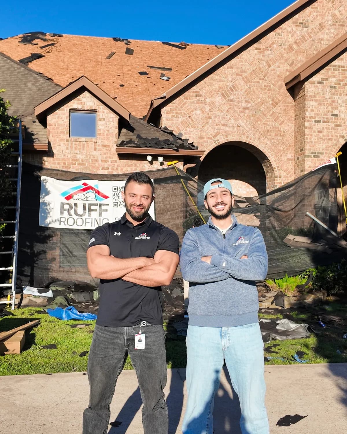 Ruff Roofing team members on a job site