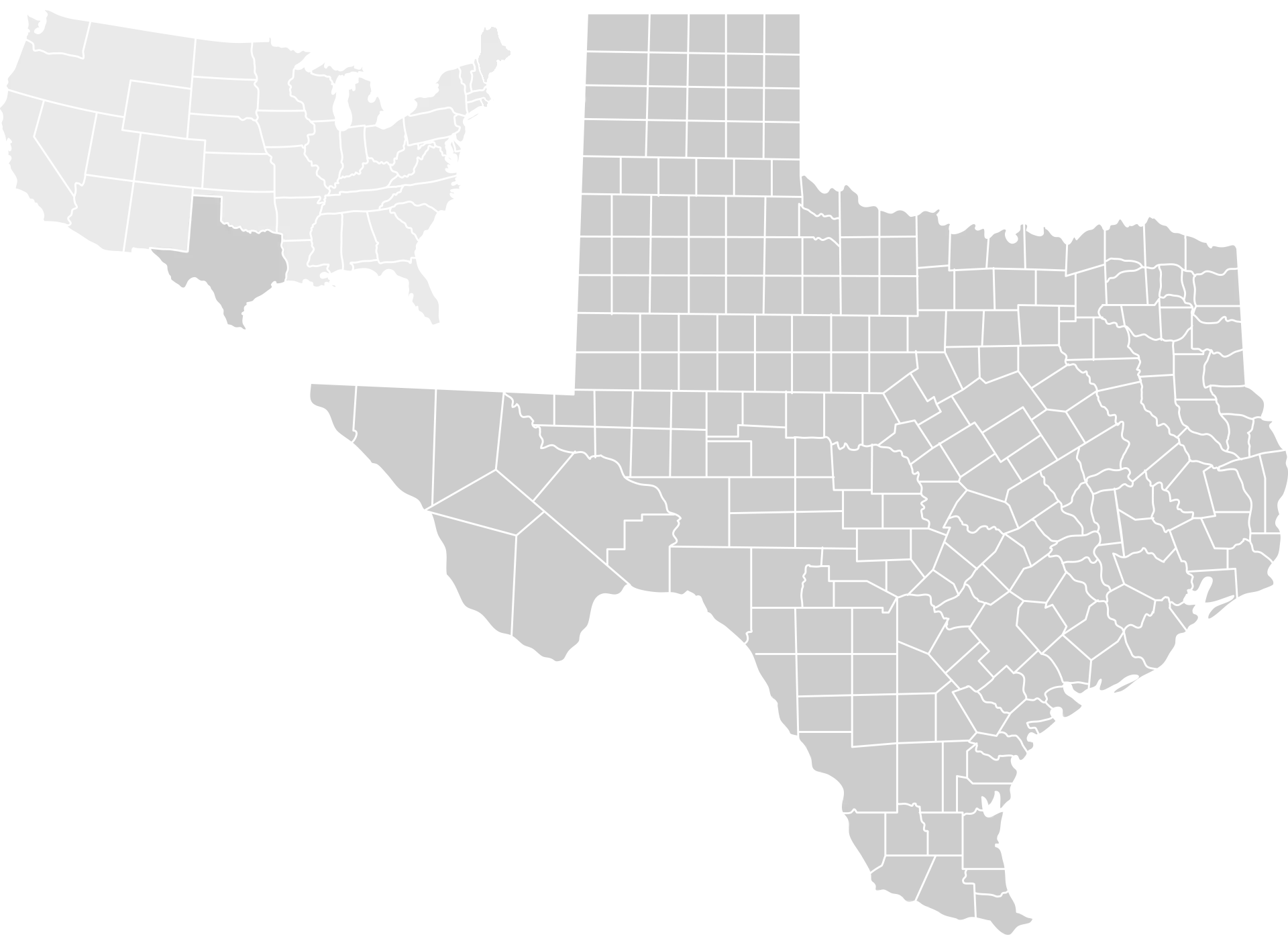 Ruff Roofing service area map covering Houston, Austin, San Antonio, and Dallas, Texas